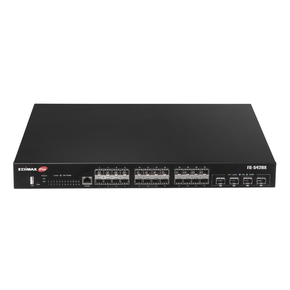 Edimax 28-Port Gigabit SFP L2+ Managed Switch mit 4 10GbE SFP+-Ports Edimax 28-Port Gigabit SFP L2+ Managed Switch mit 4 10GbE SFP+-Ports